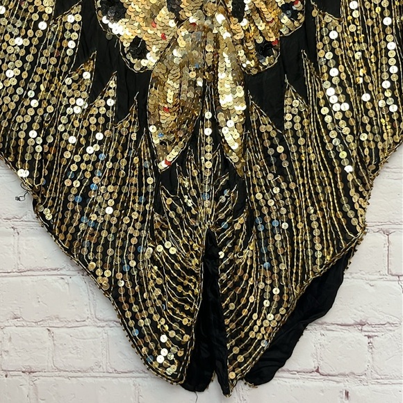 Vintage Gold Sequin Butterfly Top with Silk Lining - Picture 4 of 11